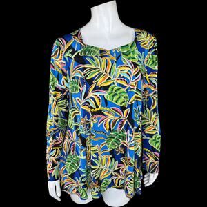 Attitudes by Renee Regular Como Jersey Sweatheart Tunic Floura Tropics XS NWT